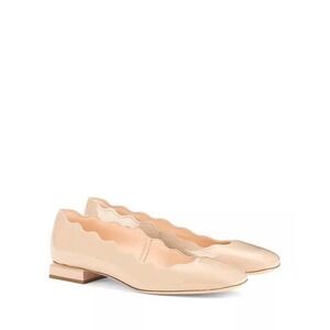 AGL Women's Angie L Wave Ballet Flats Beige Patent Leather Block Heel 36/6